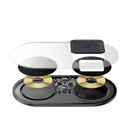 Зарядное беспроводное двойное BASEUS Simple 2in1 Wireless Charger Pro Edition для iPhone + Pod (WXJK-C01) - фото 2