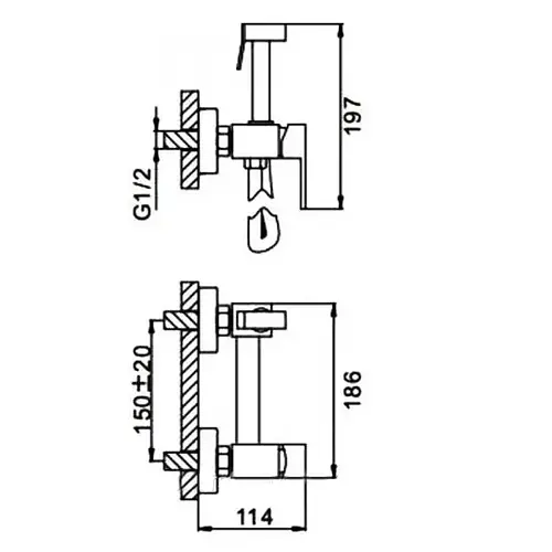 Смеситель для гигиенического душа наружного монтажа 150 мм Frap F7504, хром, Хром - фото 7