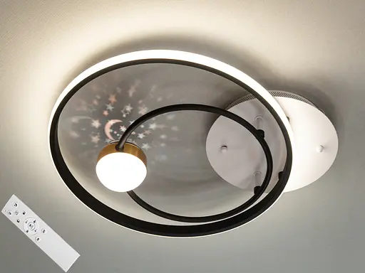 Стильная светодиодная потолочная люстра кольца, 35 Вт, черная+белая - фото 1