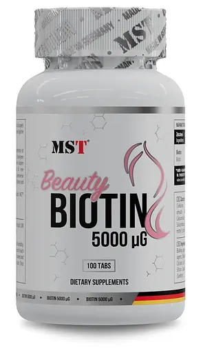 Витами В7 MST Nutrition Biotin 5000 Beauty, 100 таблеток для краси волосся і шкіри