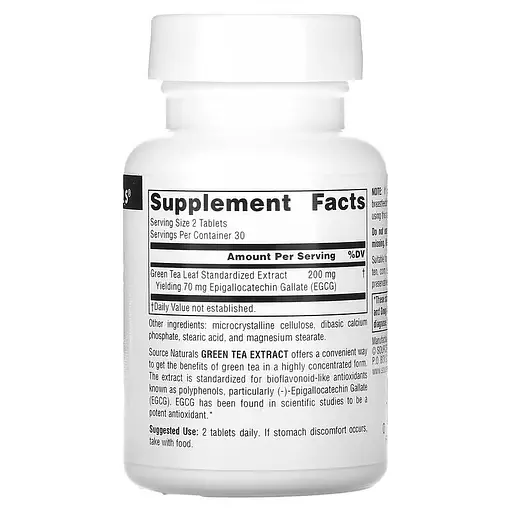 Натуральна добавка Source Naturals Green Tea Extract 100 mg, 60 таблеток - фото 2