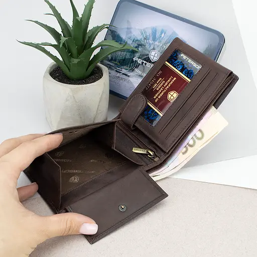 Портмоне мужское кожаное Peterson N992-BE-MOUN темно-коричневое Mountain Adventure - фото 7