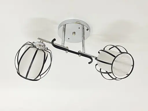 Стельова люстра на 2 плафони 91195/2 хром+чорний