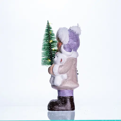 Новорічна фігурка з підсвіткою Дівчинка з ялинкою з фарфору 9×6×18 (см) новорічний декор Yiwu CR-5-4 - фото 5