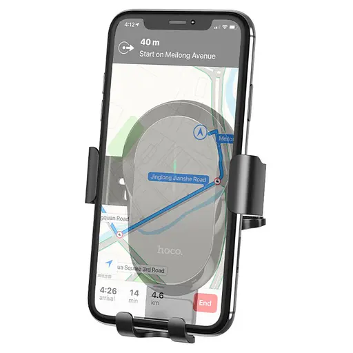 Автотримач для телефона з БЗП HOCO CA105 Guide three-axis linkage wireless charging car holder Black - фото 7