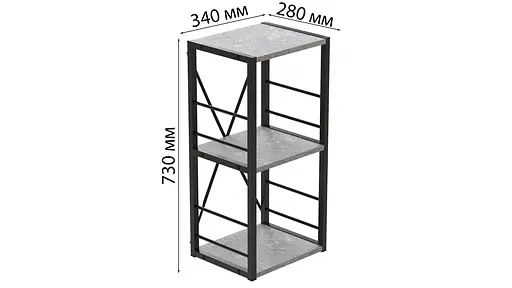 Етажерка 3/34 Ferrum-decor Серії Коннект 73x34x28 чорний ДСП Бетон 16мм (FRD-104291) - фото 7
