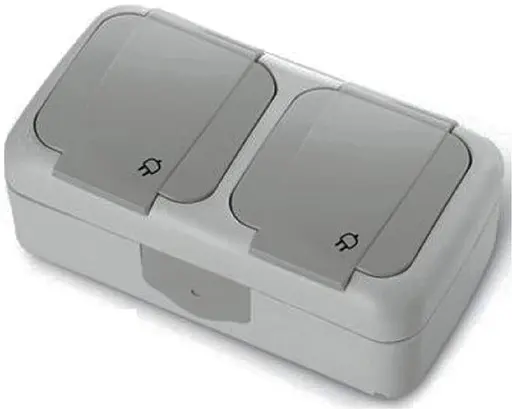 Розетка 2-а із заземленням і кришкою VIKO Palmiye сірий (90555588)