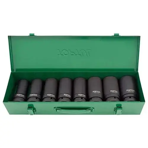 Комплект длинных ударных торцевых головок 1/2, 24-41 мм, 8 шт. Toptul hoz0007638 - фото 1