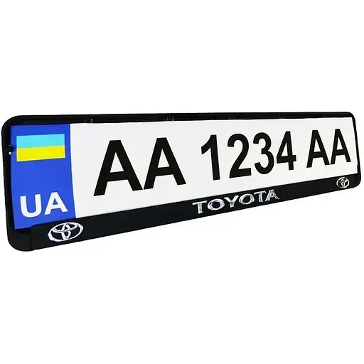 Рамка номерного знака Poputchik пластик с объемными буквами Toyota 52х13.5х2 см 2 шт - фото 1