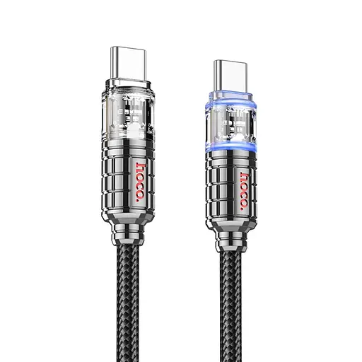 Кабель Hoco U122 с индикатором Type-C to Type-C PD 60W 1.2 м черный - фото 1