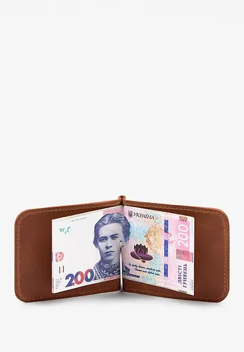 Зажим для денег светло-коричневый винтаж - фото 4