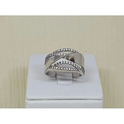 Срібне кільце Імперія золота з фіанітами. Артикул КВ1124С 17,5 - фото 4