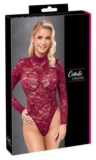 Боди Cottelli Collection Lace XL бордовый - фото 6