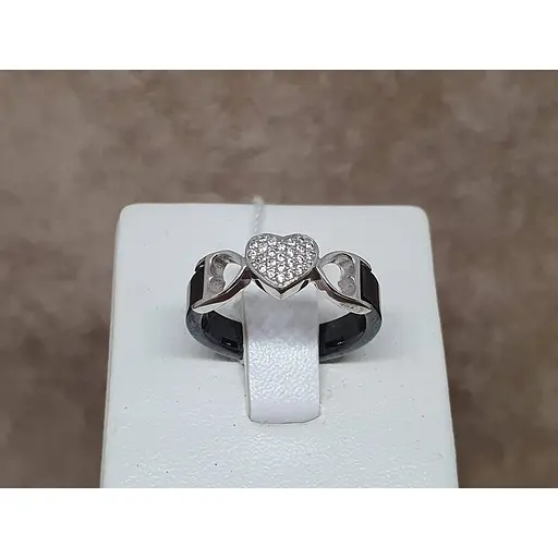 Срібне кільце Aurora з керамікою і фіанітами. С1101Ч 16,5 - фото 4