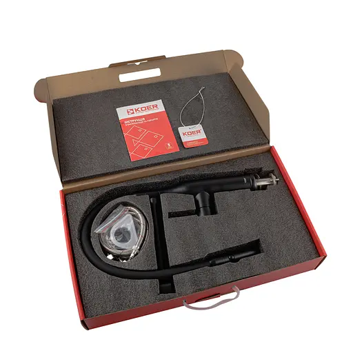 Змішувач для кухні Koer KI-70005-05 із чорним силіконовим виливом KR5005 Чорний матовий - фото 3