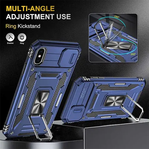 Ударопрочный чехол Camshield Army Ring для Apple iPhone XS Max 6.5 Синий/Navy - фото 2