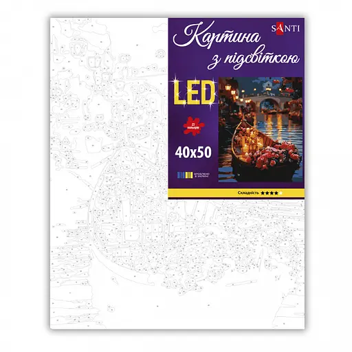 Картина по номерам Santi Розы в лодке 40х50 см LED подсветка (956661) - фото 2