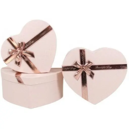 Набір подарункових коробок UFO 56321-242 Pink Heart 3 шт (56321-242 Набор 3 шт PINK HEART серд.)