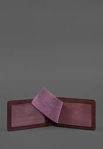 Кожаная обложка на удостоверение ГСЧС с карманом бордовая - фото 4