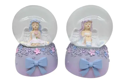 Сувенір керамічний Сніжна куля Ангел, 80 мм, зі світловими та музичними ефектами - фото 3