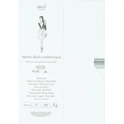 Склейка для маркеров в папке Smiltainis Authentic А4 100 г/м² 50 листов белый   - фото 1