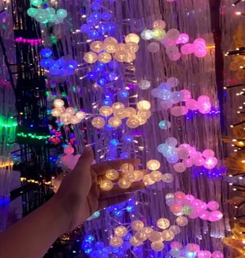 Гирлянда штора Роса с шариками 3х1м Розовая - фото 2