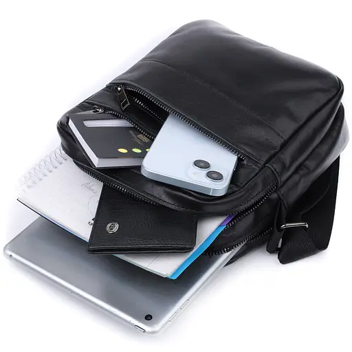 Мужская классическая сумка мессенджер из глянцевой натуральной кожи SHVIGEL 19х21х7 см sum0026999 - фото 8