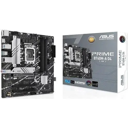 Материнская плата Asus Prime LGA1700, B760M-A D4-CSM, B760, 4xDDR4, Int.Video (CPU), 4xSATA3, 2xM.2, 3xPCI-E 16x 4.0, Realtek 7.1, Realtek 2.5Gb, 5xUSB3.2/7xUSB2.0, HDMI/DP, MicroATX - фото 2