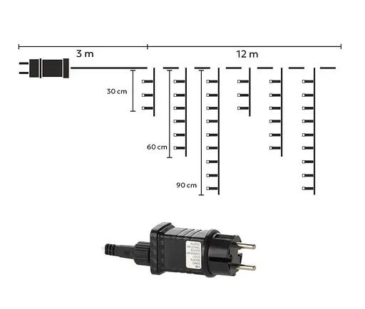 Гирлянда Chomik Бахрома 300 LED холодный белый 12 м (LED9850) - фото 4