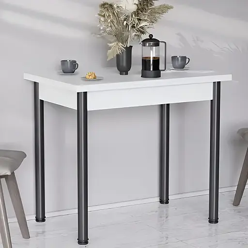 Раскладной обеденный стол-формер Берта Ferrum-decor 750x1200x900 Черный металл ДСП Белый 16 мм (FRD-105171)