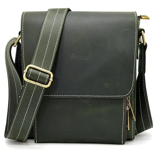 Кожаная мужская сумка через плечо TARWA 26х22х6 см sum0025769 - фото 6