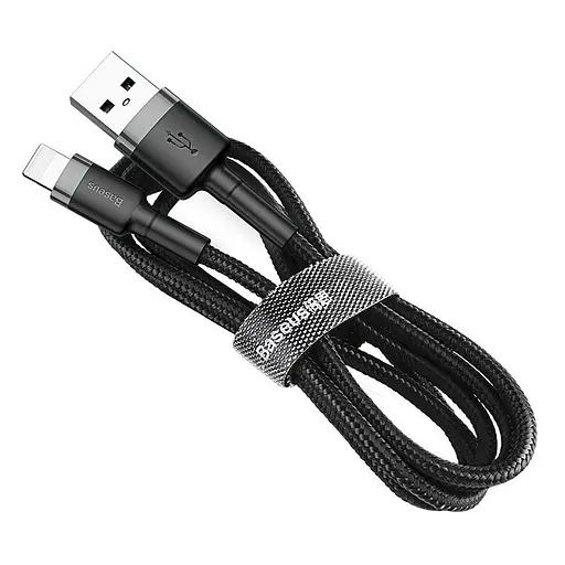 Кабель Baseus Cafule Cable USB For iP 2A 3m Gray+Black - фото 3