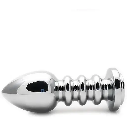 Рифлена анальна пробка з кристалом SKN-MS101 (довжина - 11.5 см, діаметр-4 см, Вага-182 гр.), Срібний / Голубой - фото 3