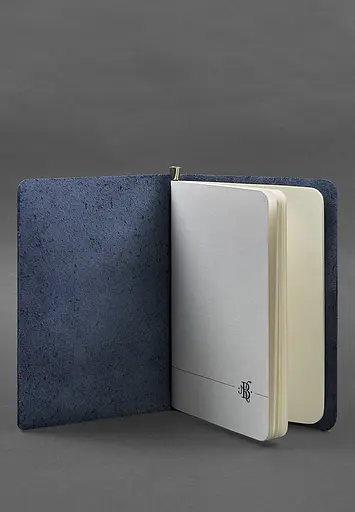 Кожаный блокнот (софт-бук) 8.0 на резинке синий Crazy Horse - фото 3