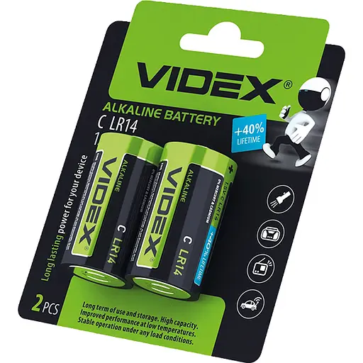 Батарейки Videx LR14 щелочные 1.5V 2 шт. (6704)
