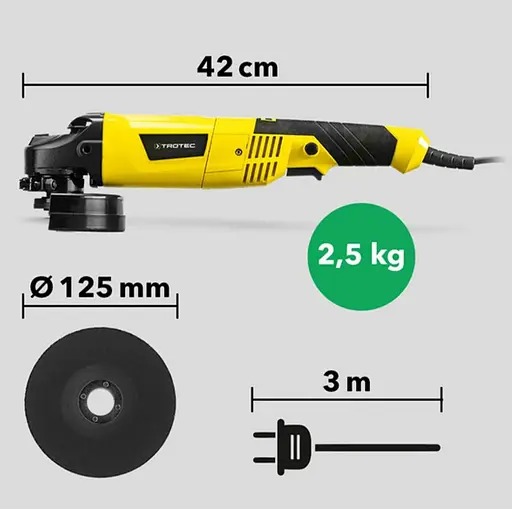 Угловая шлифмашина Trotec PAGS 10-125 + кейс (4440000005) - фото 7