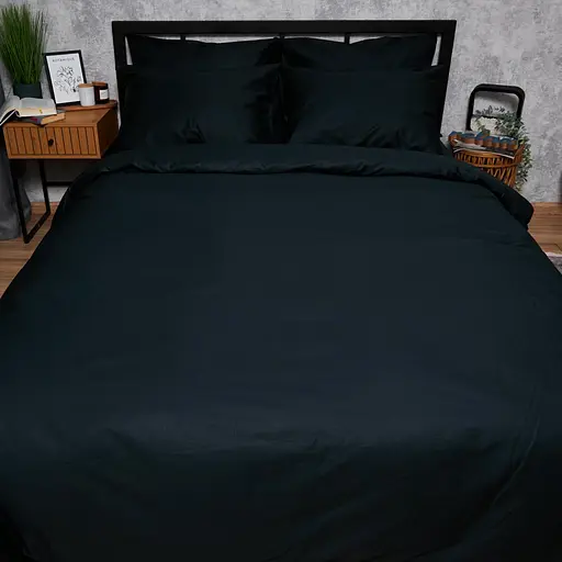 Комплект постельного белья Moon&Star Satin Premium Black Velvet Полуторный 143х210 см наволочки 4х70х70 см - фото 5