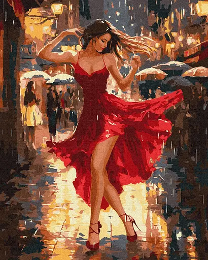 Набір для розпису по номерах Танець під дощем, Ideyka, 40x50 см, КНО8498