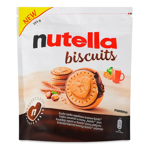 Печенье Nutella Biscuits с начинкой из ореховой пасты и какао 193 г