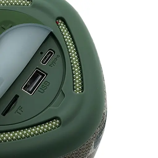 Колонка Kisonli Q17 Bluetooth 5.3, 1х8W, 1800mAh, USB/TF/TWS/FM/BT/LED, DC: 5V/1A, BOX, Camouflage, Q45 - фото 4