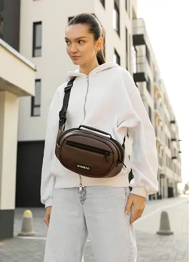 Сумка через плечо женская бананка Sambag Flex шоколад 30×17×10 см (85351020) - фото 1