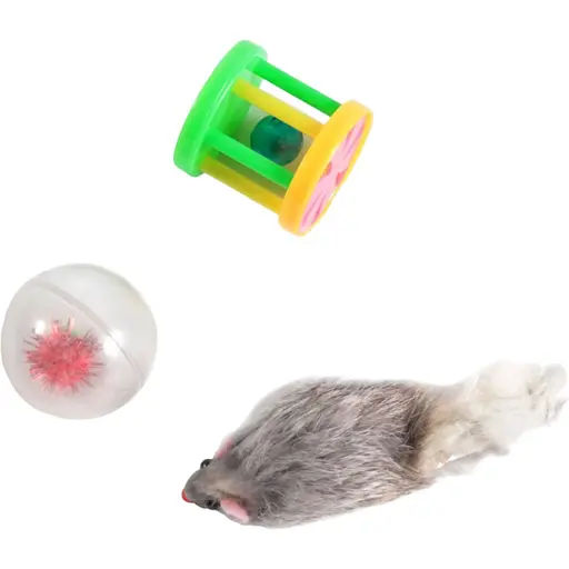 Набір іграшок для котів Fox миша, барабанчик та куля  - фото 1