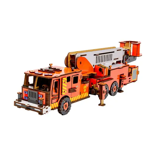 Деревянный 3D конструктор Пожарная машина PuzzleOk Puz-00921 318 деталей - фото 2