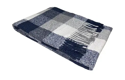 Плед вовняний Vladi Палермо 140x200 біло-сірий-темно-синій 8 - фото 1