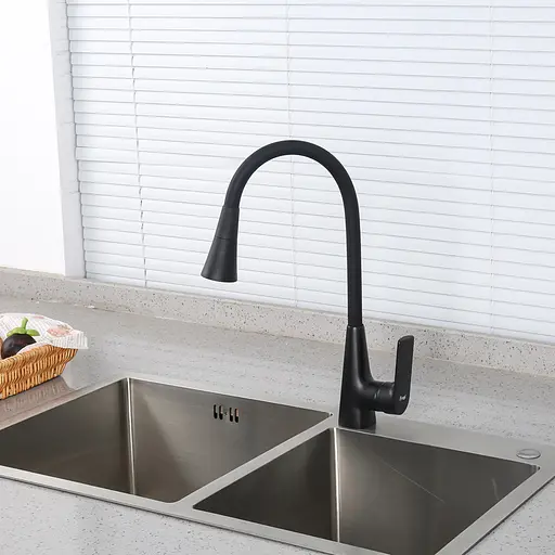 Смеситель для кухни Frap F4471-6 с гибким изливом Черный матовый - фото 2