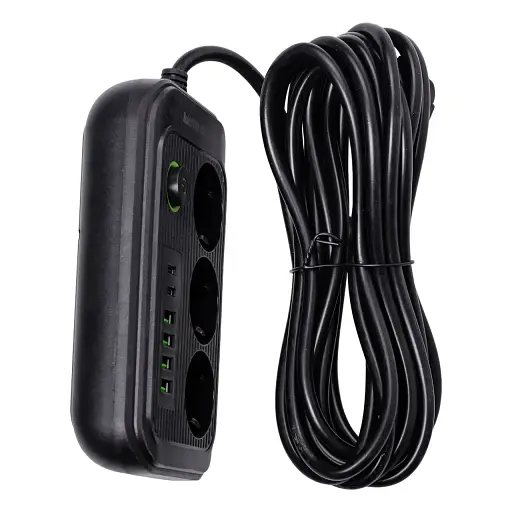 Мережевий фільтр-подовжувач Yiwu HP-5-22 LUXE F016U на 3 розетки 6 USB 4,75 метри чорний  - фото 7