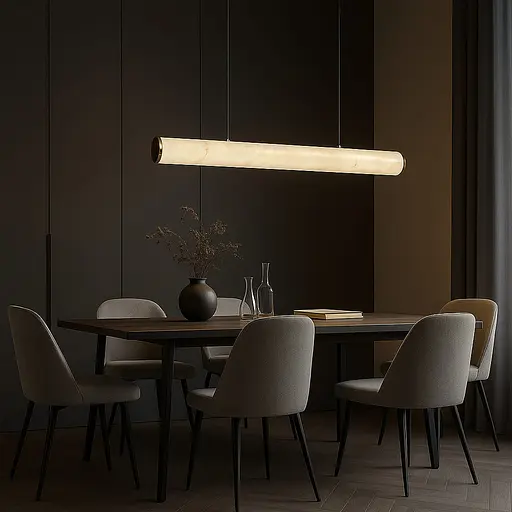 Подвесная удлиненная люстра с эффектом мрамора в корпусе 120 см Ст. MJ362L-1200 | Line F - фото 4