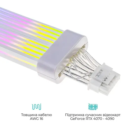 Кабель для ПК Qube RGB 12+4Pin to 2*8Pin VGA, White - фото 3
