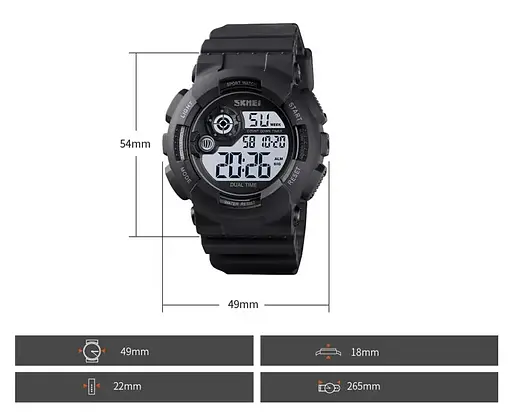 Мужские наручные спортивные часы Skmei 1583 (Черный с белым) - фото 6