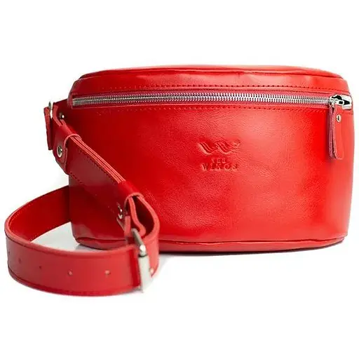 Шкіряна поясна сумка червона - фото 1